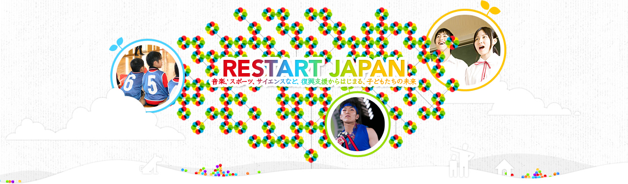 RESTART JAPAN 音楽、スポーツ、サイエンスなど、復興支援から始まる、子どもたちの未来